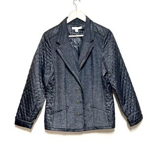 Laura Ashley Wool Blend Blazer With Quilted Sleeves Fully Lined Sz L